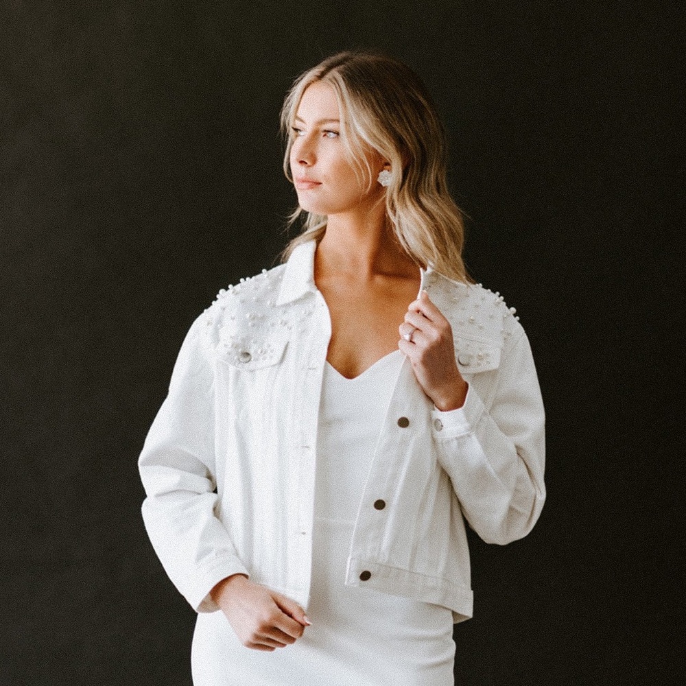 White Pearl Denim Jacket